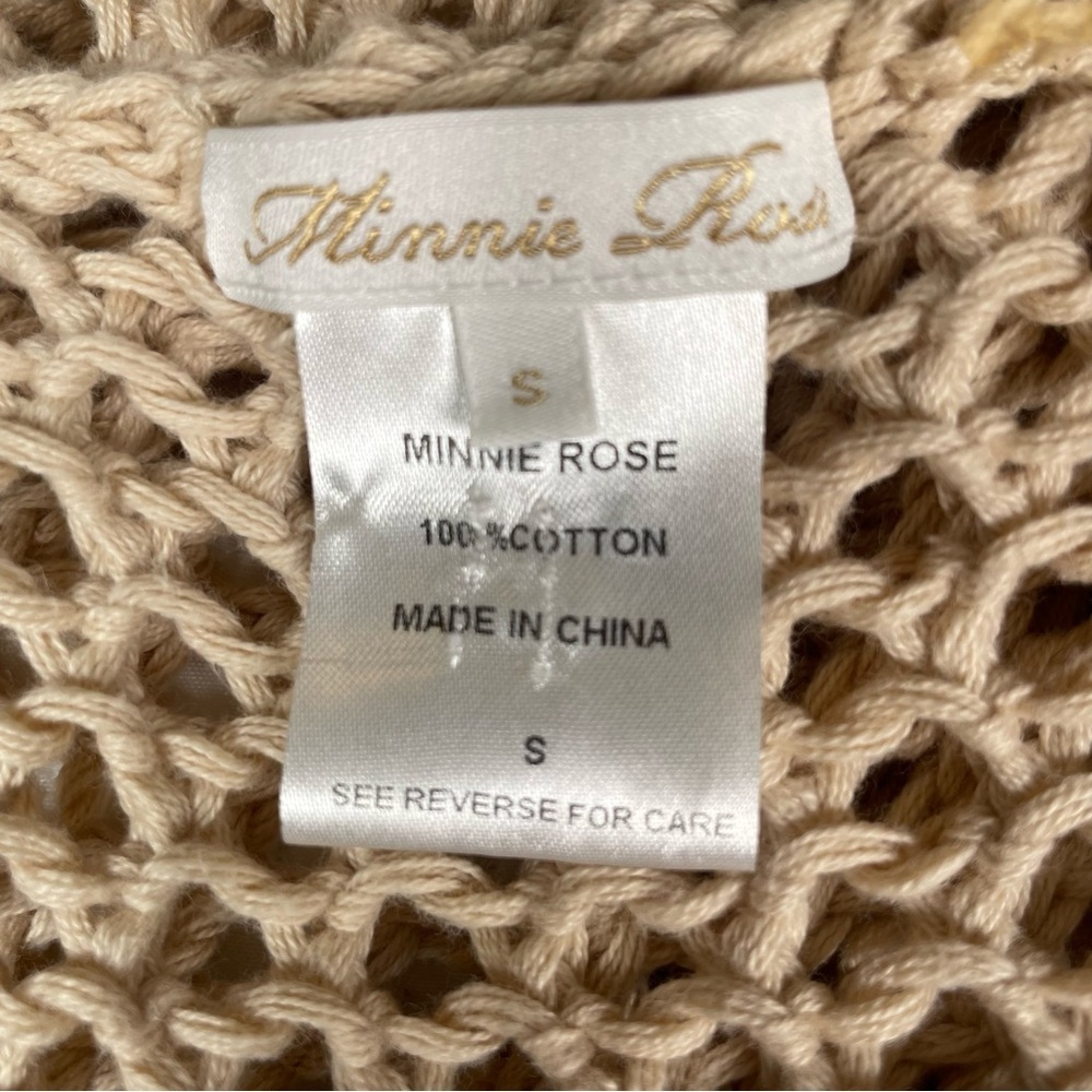 Minnie Rose Crochet Fringe Cardigan Boho 100% Cotton Vest Size S - Picture 5 of 9